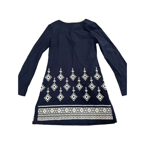Athleta Womens Dress Desert Diamond Tunic Kimssa Navy Embroidered V-neck Sz XS | - Picture 8 of 8